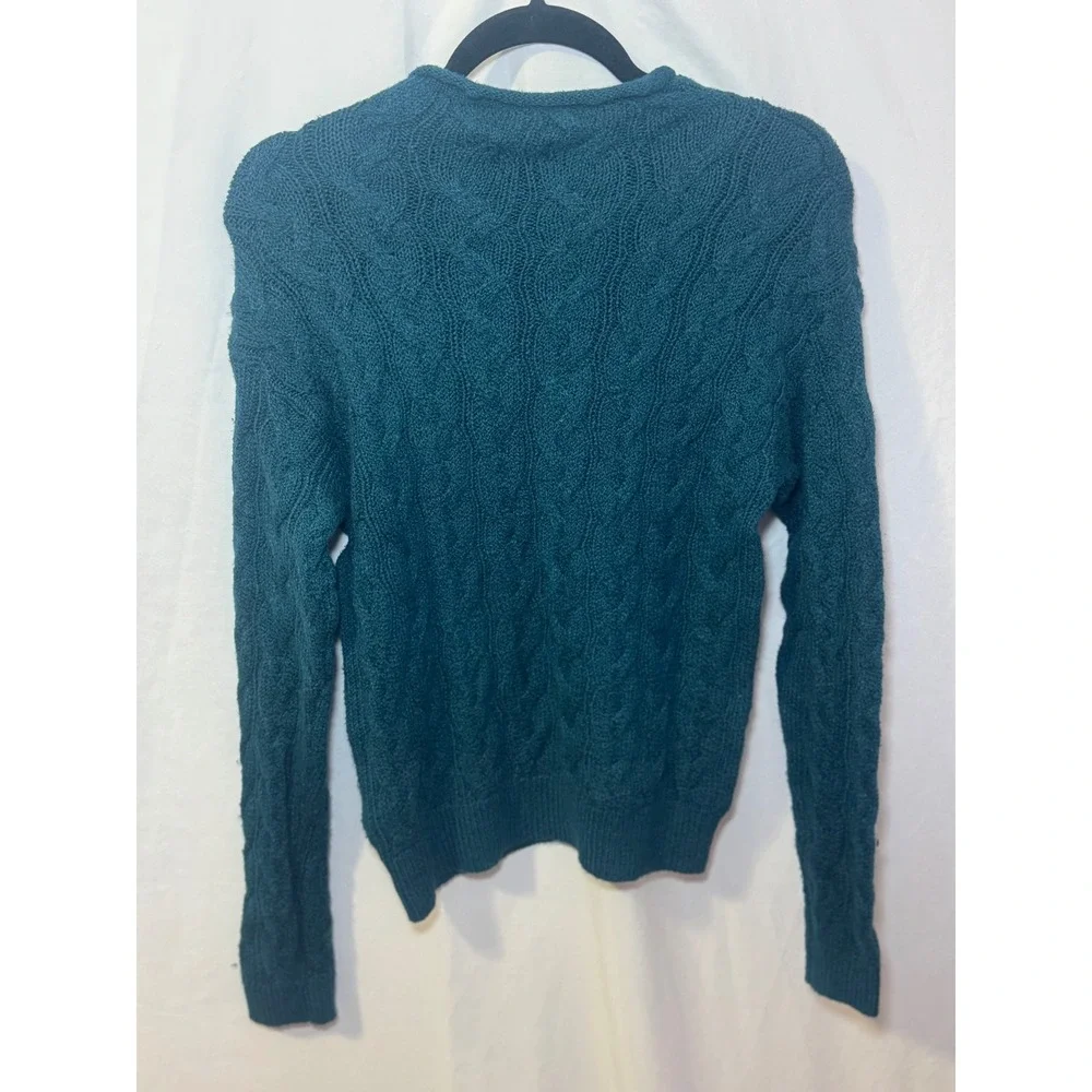 J. Crew Cable Knit Sweater Womens S Teal Blue Crewneck Classic Preppy